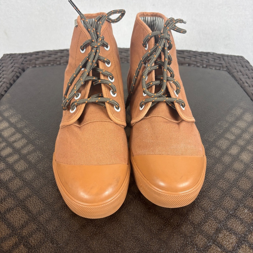 Bangs Unisex Sunrise Mountain Embroidered High Top Lace Up Sneakers Size M7.5 W9